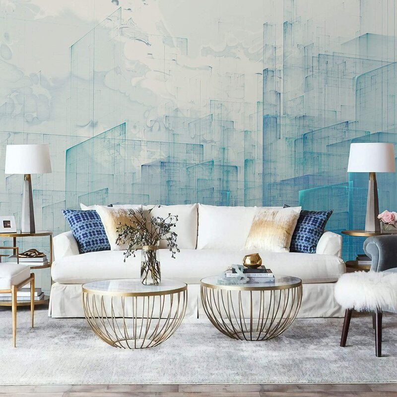 GK Wall Design Abstract Blue Cityscape Modern Removable Textured Wallpaper Wayfair.ca